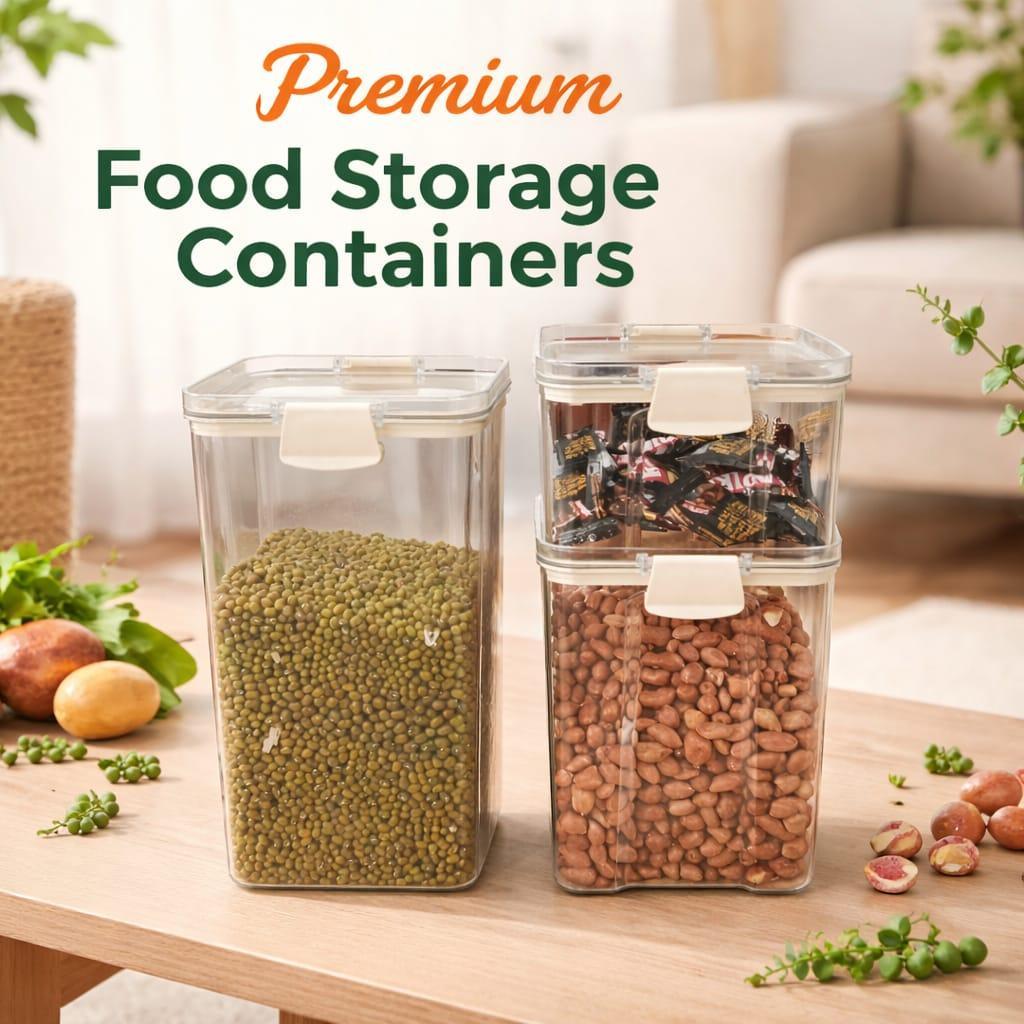 Toples Akrilik Food Container - Toples Kedap Udara Kotak Bening untuk Kue Kering
