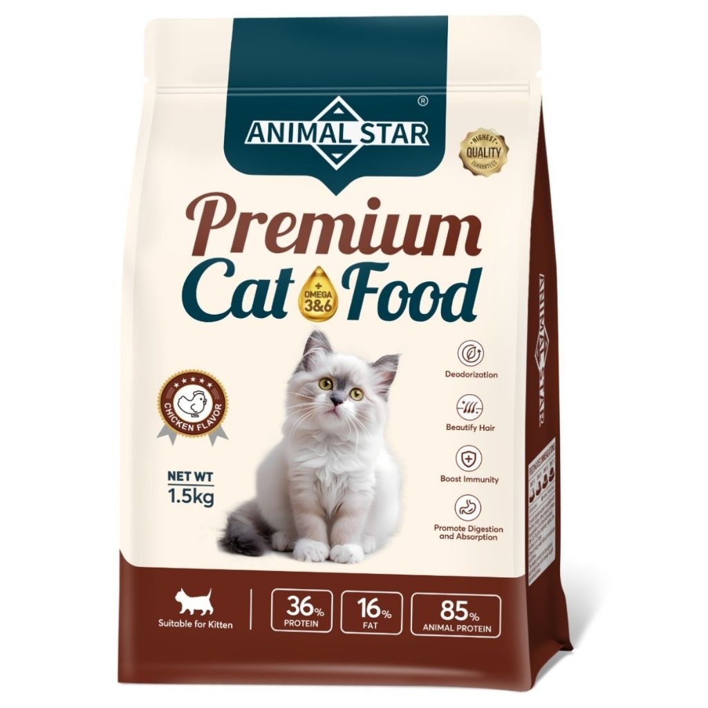animal star premium cat food makanan kucing kering dry food kucing ukuran 1,5kg makanan kucing tingg