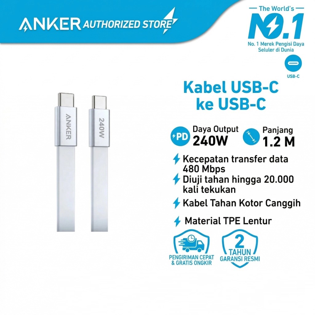 ANKER Kabel Data iphone fast charging PD 35W Type C To Lightning for iphone 8-17