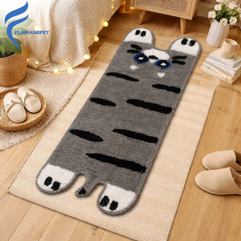 Keset Kaki Panjang Karakter Lucu Anti Slip - Karpet Lantai Kamar Tidur & Samping Tempat Tidur Bulu T