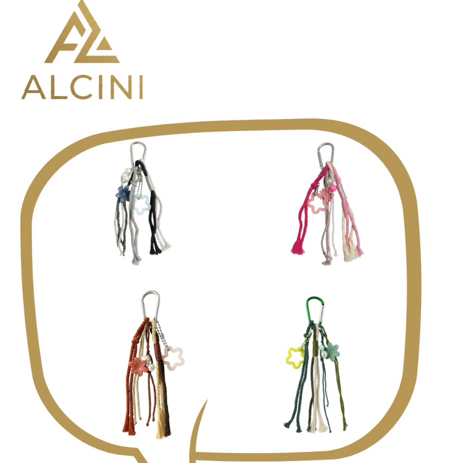 ALCINI - Gantungan Tas Macrame bahan tali dan manic manic lucu gemes karabiner