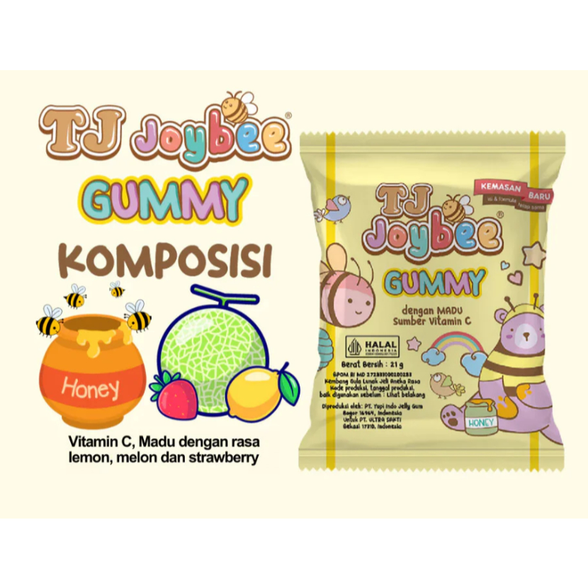 Tj Joybee Gummy Madu Sachet - Jaga Daya Tahan Tubuh Vitabumin Madu Nutrisi Penambah Nafsu Makan Anak