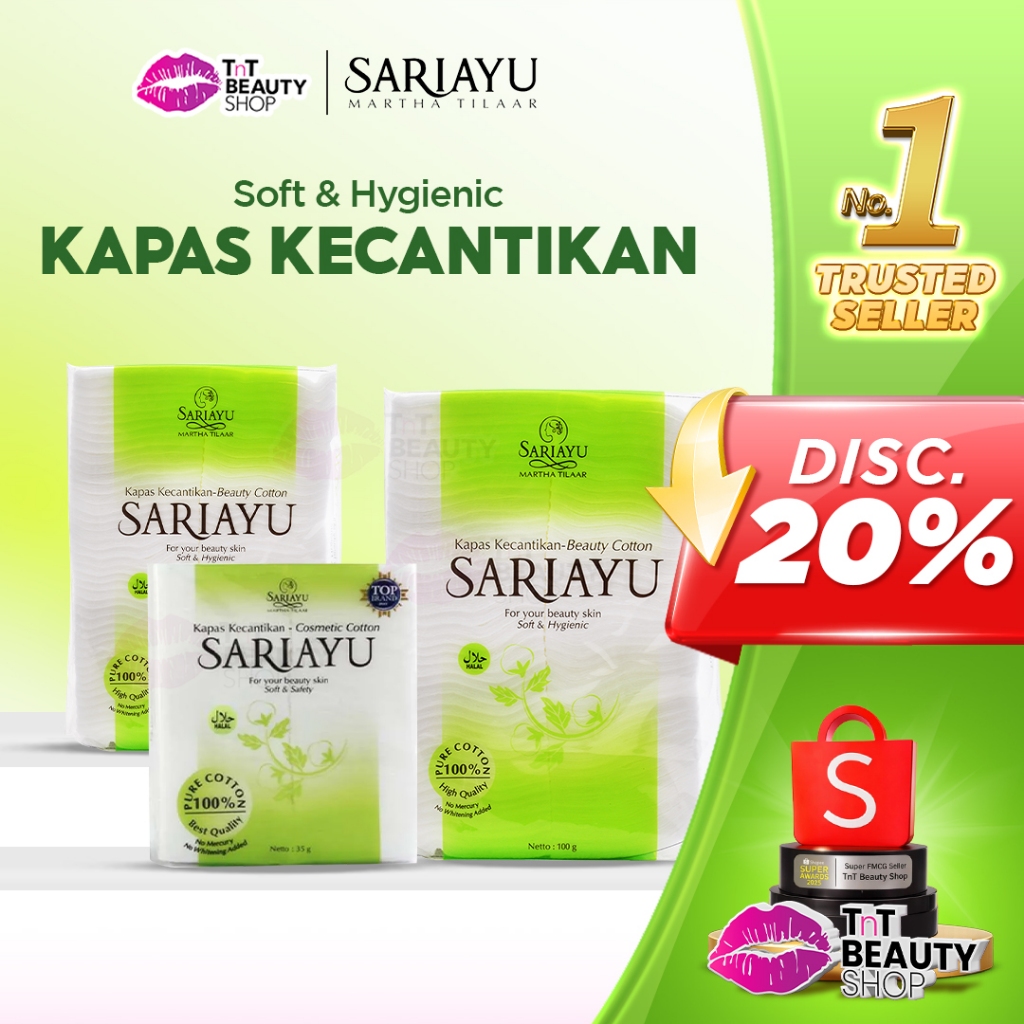 SARIAYU FACIAL COTTON 35gr - 50gr - 100gr Kapas Kecantikan Sari Ayu | TnT Beauty Shop