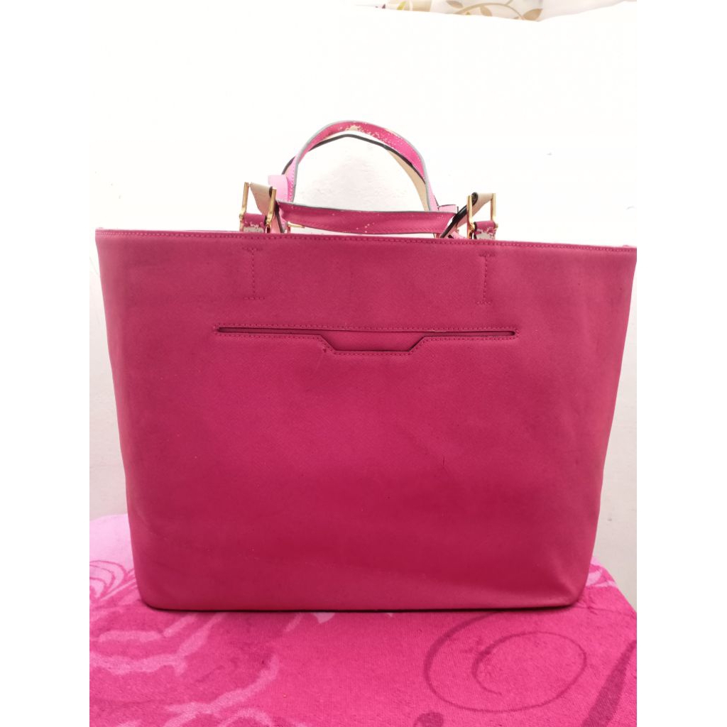 Tas bahu tote bag pink fushia kulit