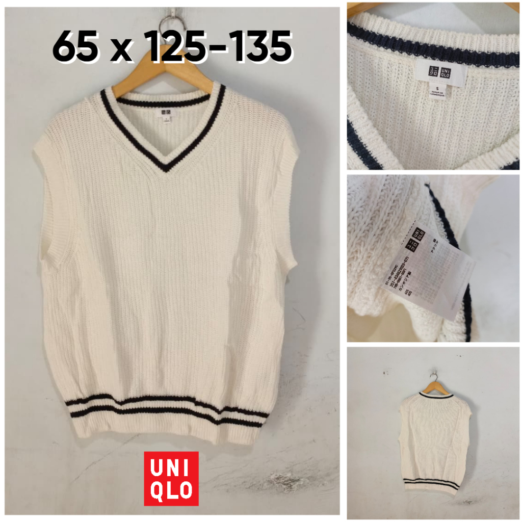 Vest Knit UNI Academia Putih Broken White BW Size S Pria Wanita Rajut Unisex KL481