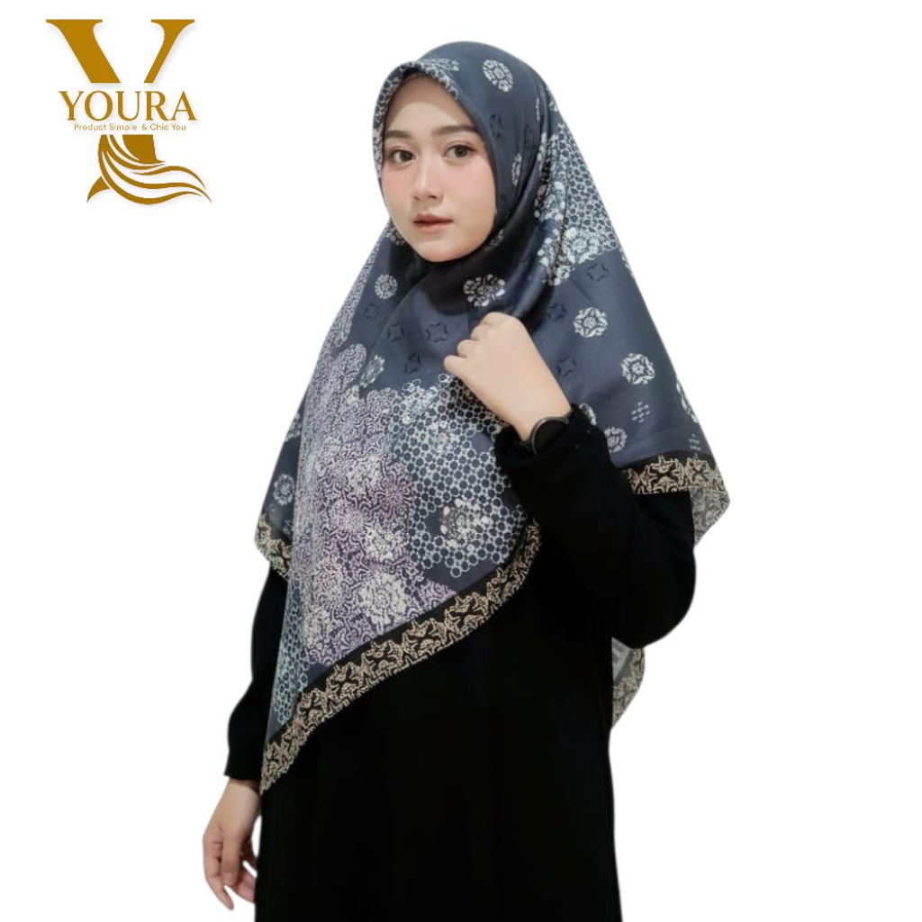 Youra Hijab Segiempat Voal Motif Syar'i | Segiempat Jumbo 130 x 130 | Hijab Segiempat Voal Motif Jum
