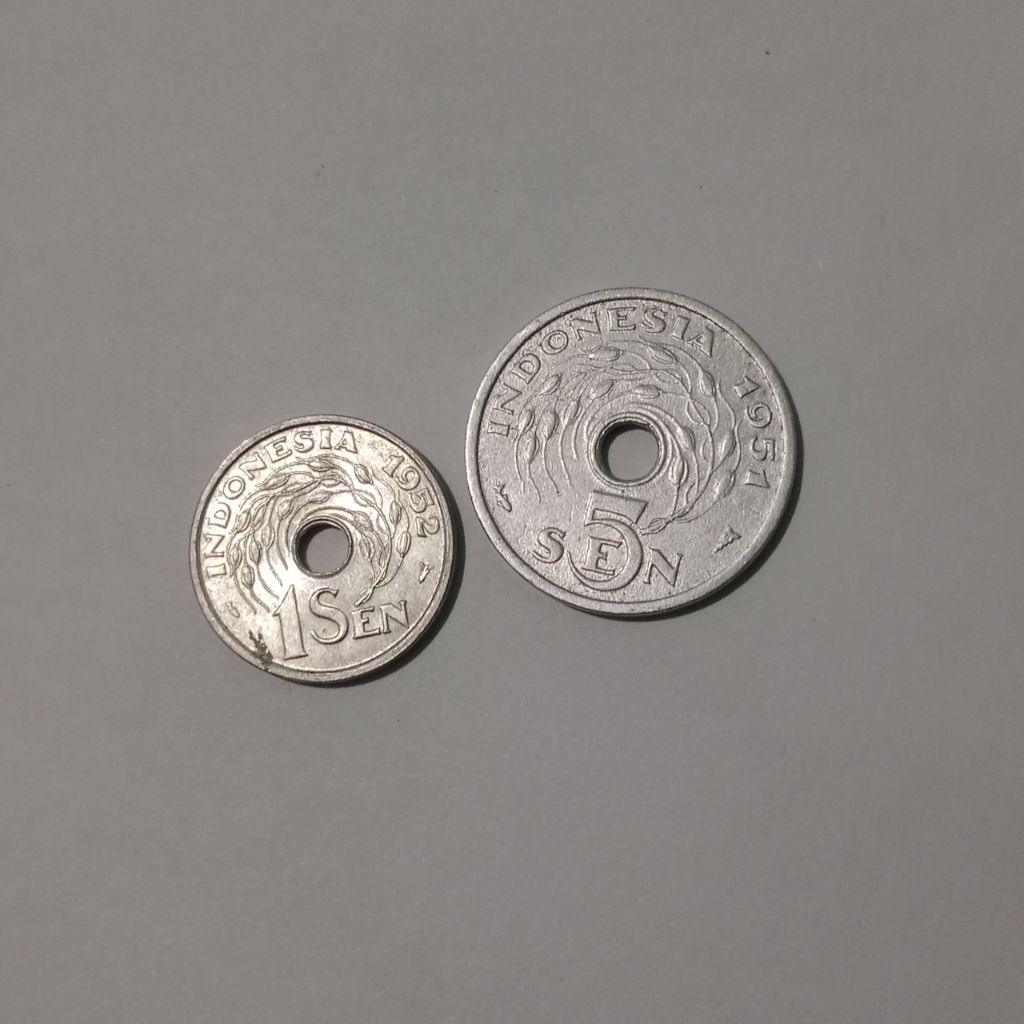 Koin Kuno Bolong 1 & 5 Sen Tahun 1951-1952