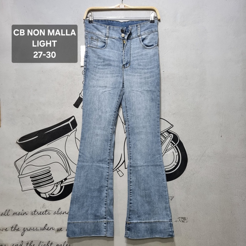 Cutbray Jeans Hw Kancing 2 Light Blue Bahan Jeans Stretch Nine One Nine