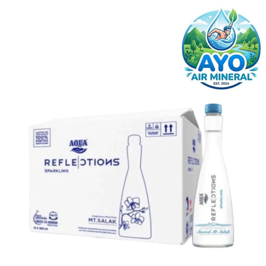 Aqua Reflections 380ml Sparkling Mineral Water [ Dus isi 12 Botol Kaca ]