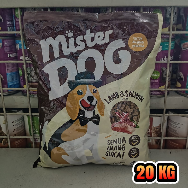 EXPEDISI Mister Dog Lamb & Salmon Kemasan 20KG Dry Food Makanan Anjing
