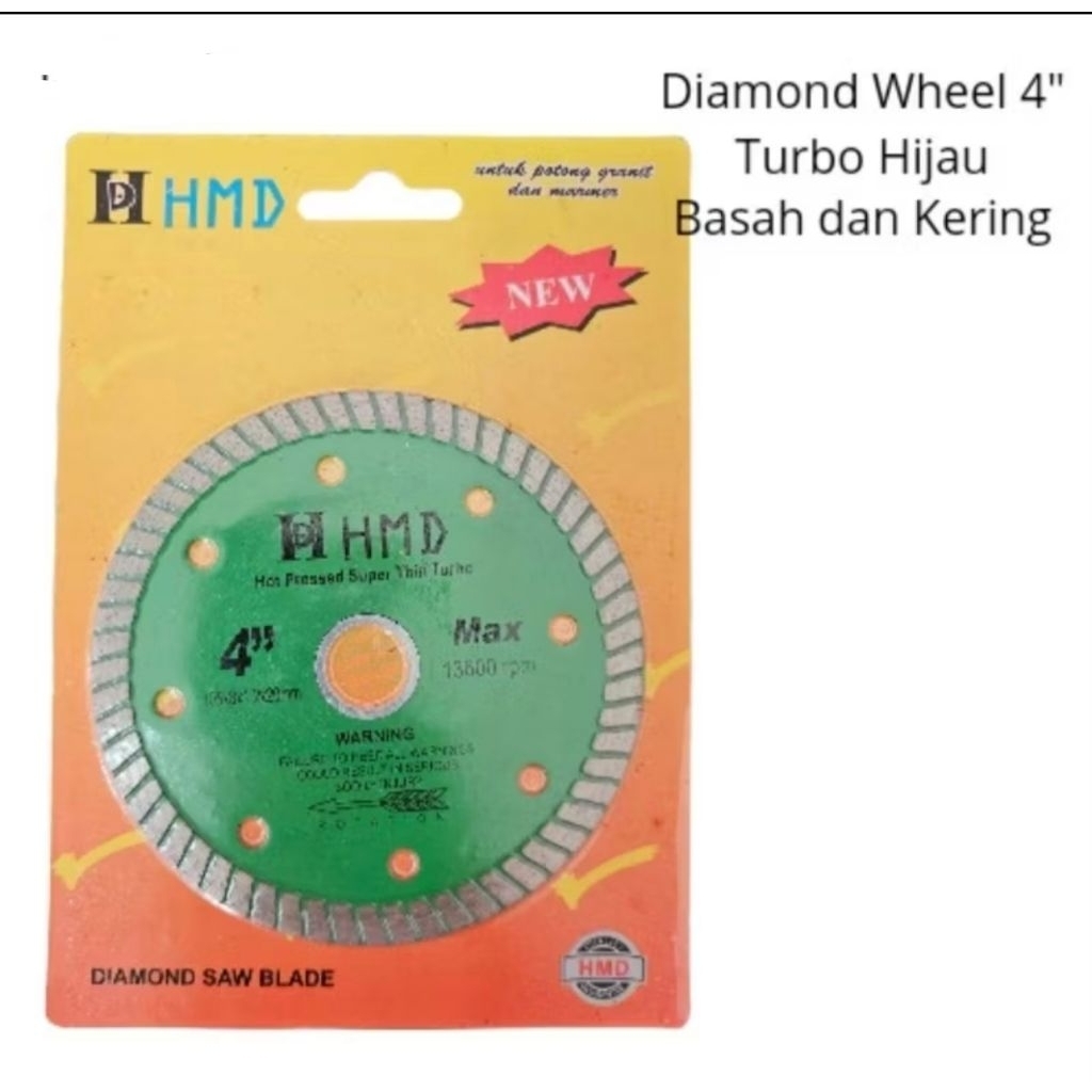 Diamond Wheel 4" Turbo Basah Kering HMD/Mata Pisau Potong Keramik 4" Basah Kering