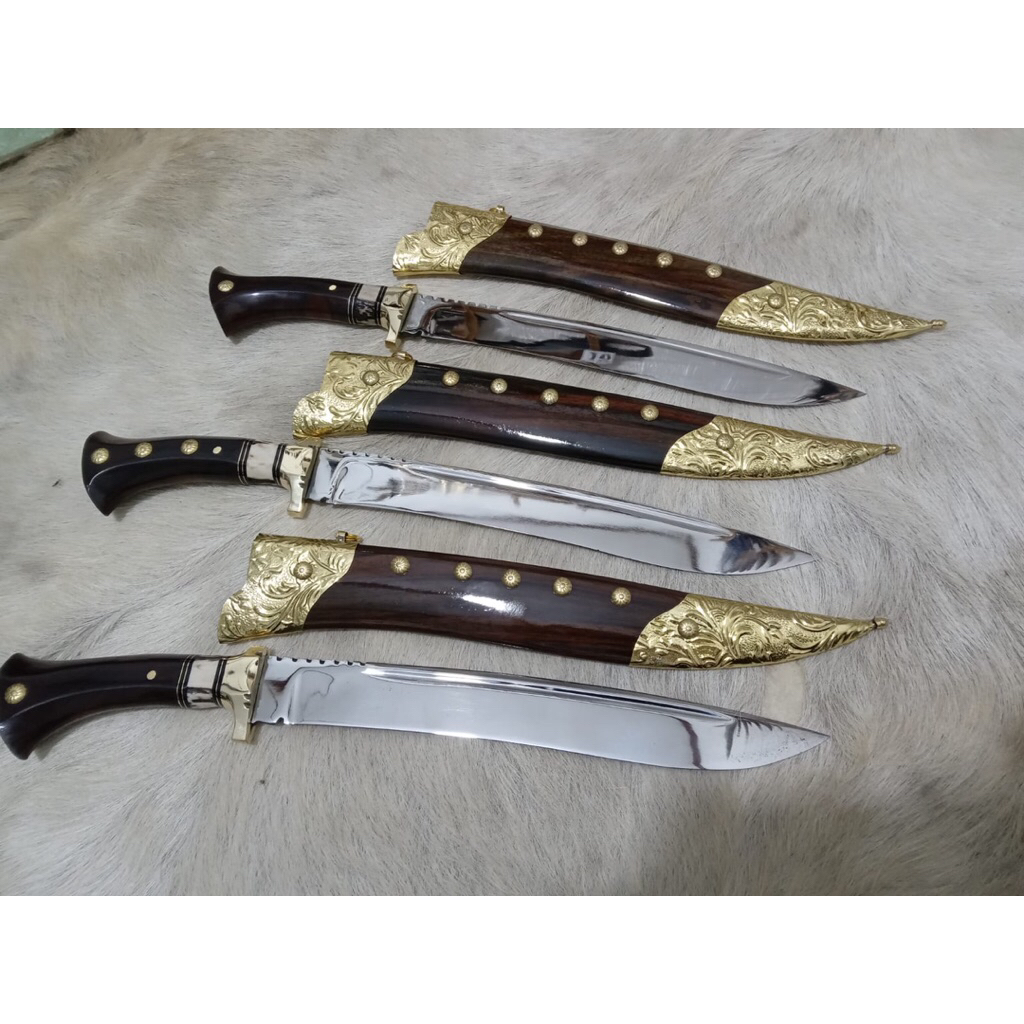 Pisau Sembelih Baja HSS GERGAJI BATU 30cm Tajam - Sarung snokeling, Gagang Tanduk, Fulltank di Pin