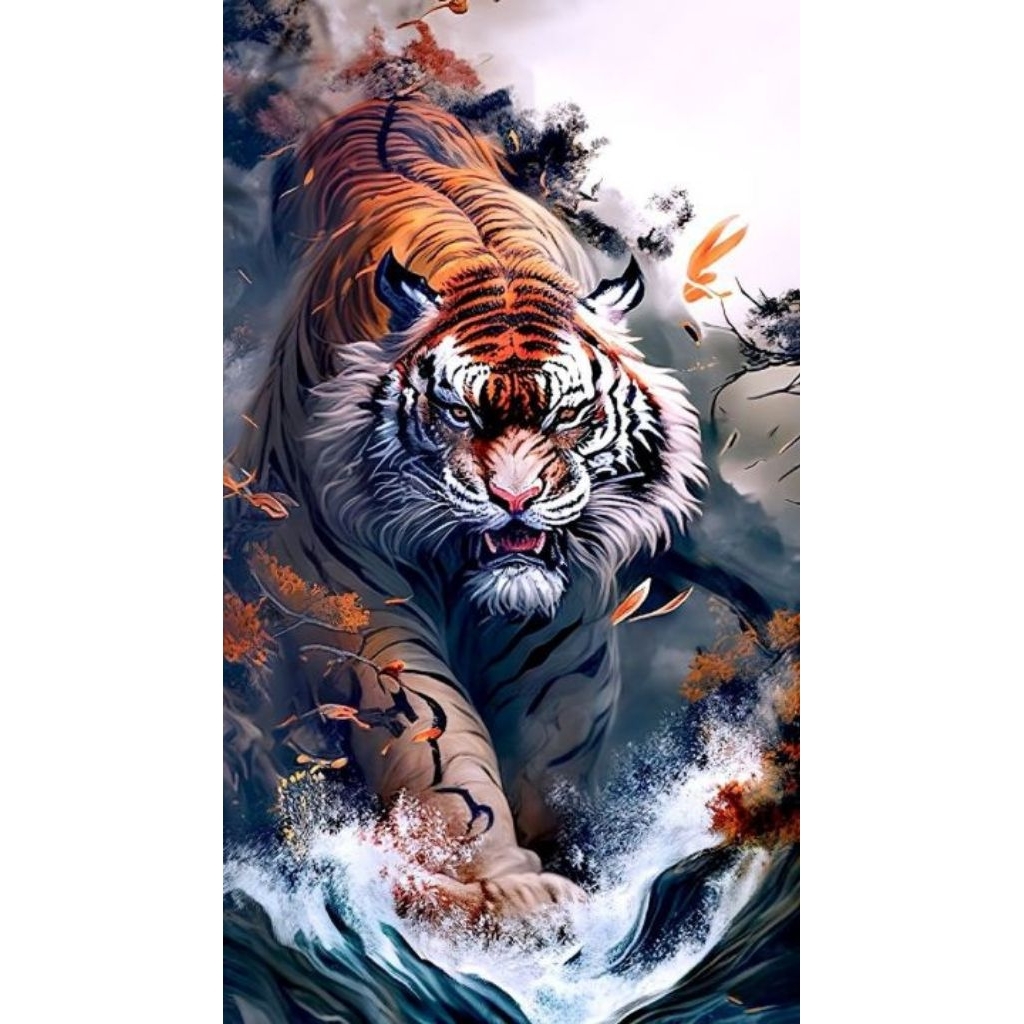 Poster Dinding Harimau Putih/harimau siliwangi A4