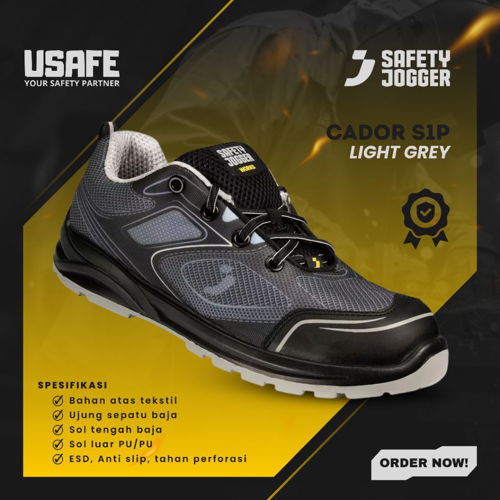 Sepatu Safety Jogger Cador Abu Abu ESD Sporty