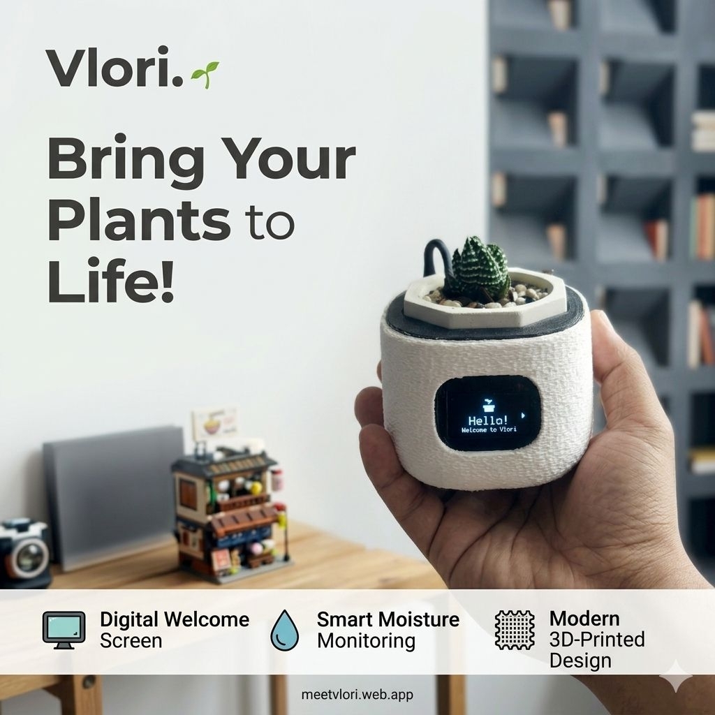 Pot Tanaman Pintar Smart Planter LCD WiFi IoT Sensor Kelembaban Meja Kerja Unik