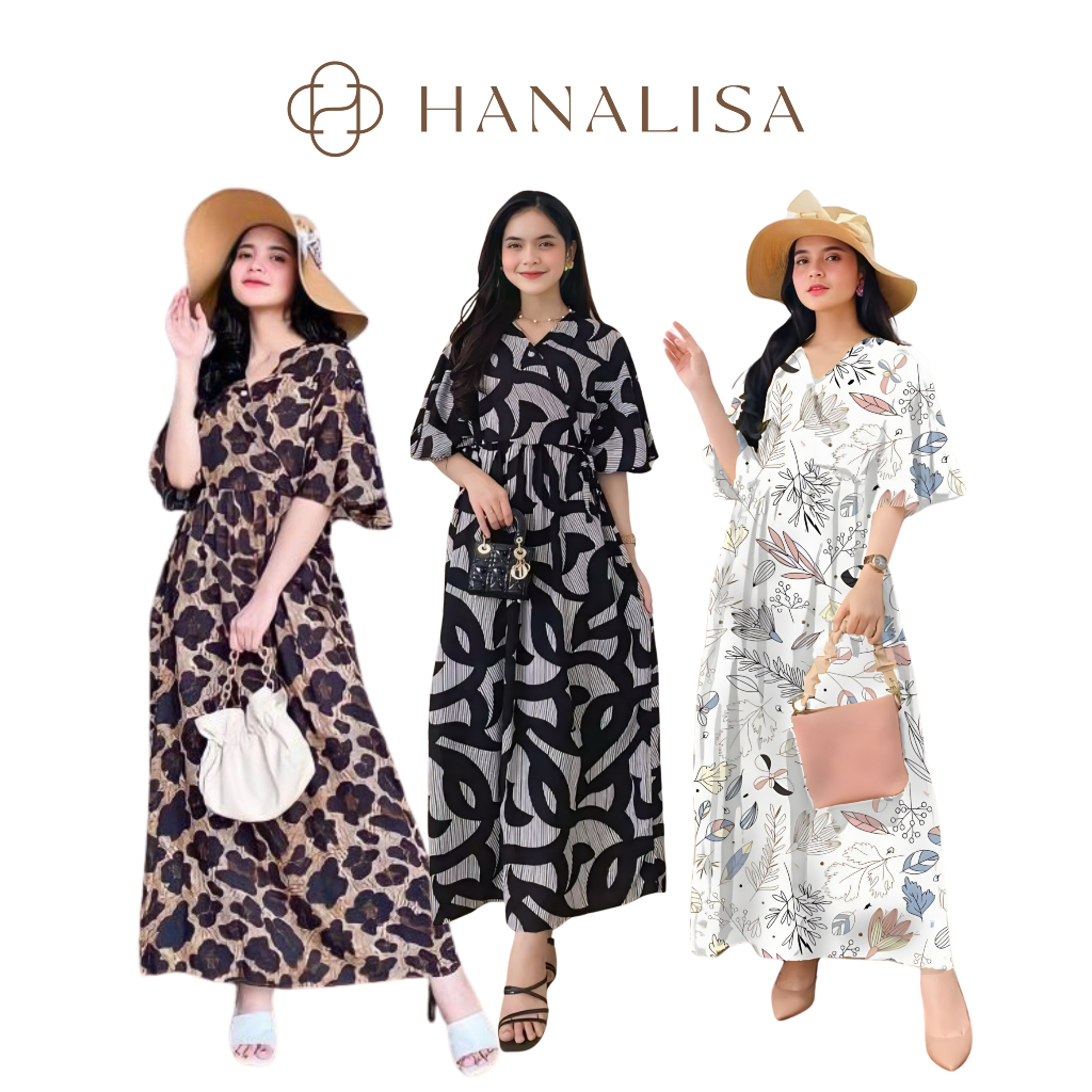 Hanalisa - Daster Kimono Rayon Kekinian Jumbo Tali Satu Wanita Busui Premium Lengan Pendek Panjang