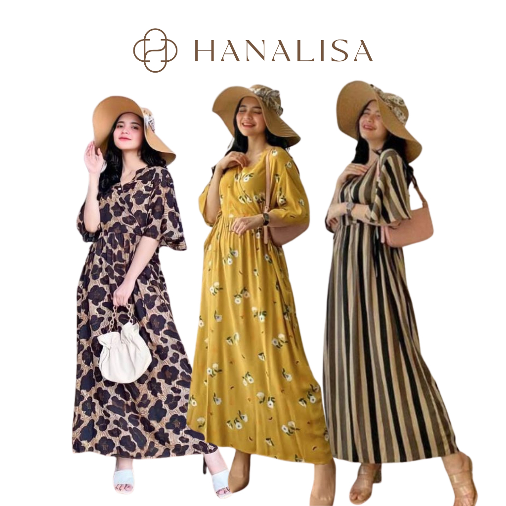 Hanalisa - Daster Kimono Rayon Premium Kekinian Jumbo Tali Satu Wanita Busui Lengan Pendek Panjang