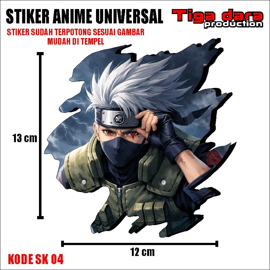 STIKER DECAL UNIVERSAL GAMBAR ANIME LENGKAP NARUTO SASUKE PENUTUP BARET BODY MOTOR ,HELM,MOBIL KD SK