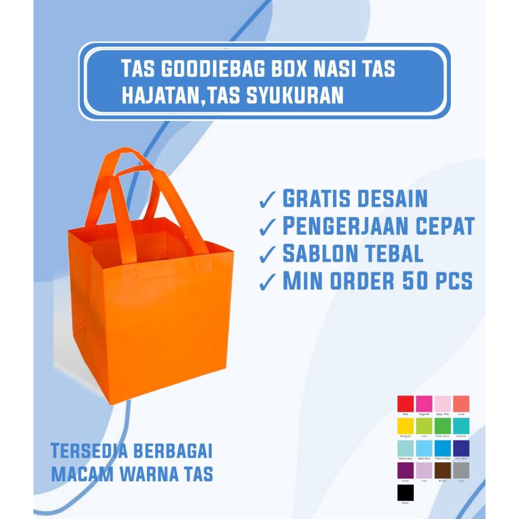 Tas goodi bag Box nasi box ukuran sablon custom