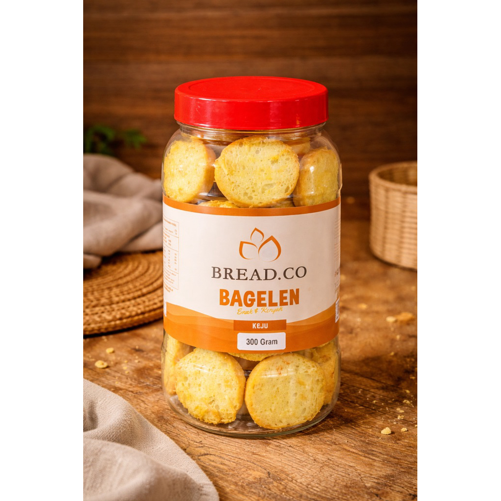 BREADCO  Bagelen Kering Toples Jumbo Renyah Manis Gurih | Roti Kering Premium Bread Co 300grm rasa K