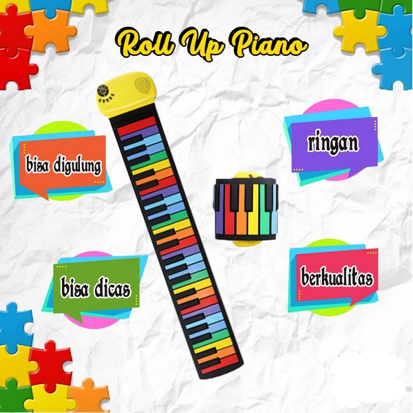 Piano ROLL Rainbow Piano anak Piano portabel 49 key