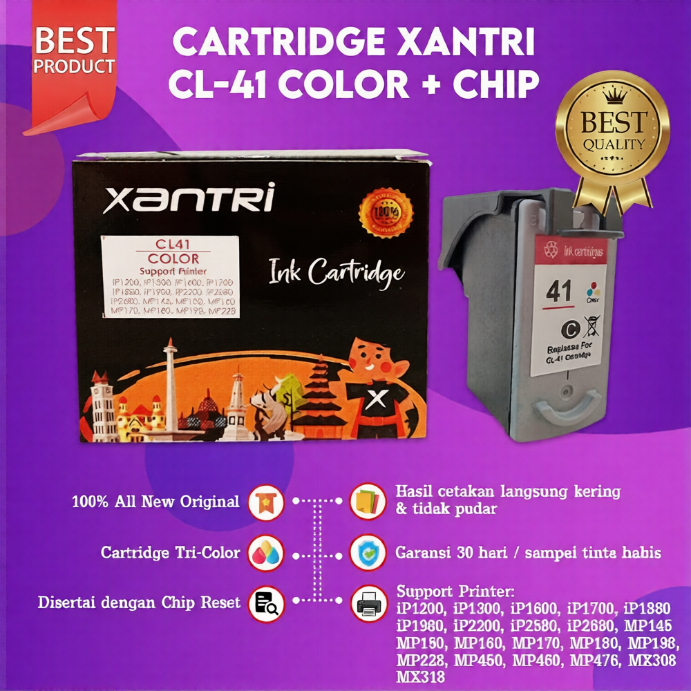 FixPrint Cartridge tinta Xantri CL41 CL 41 CL-41 Color IP1980 IP1880 MP198 MP145