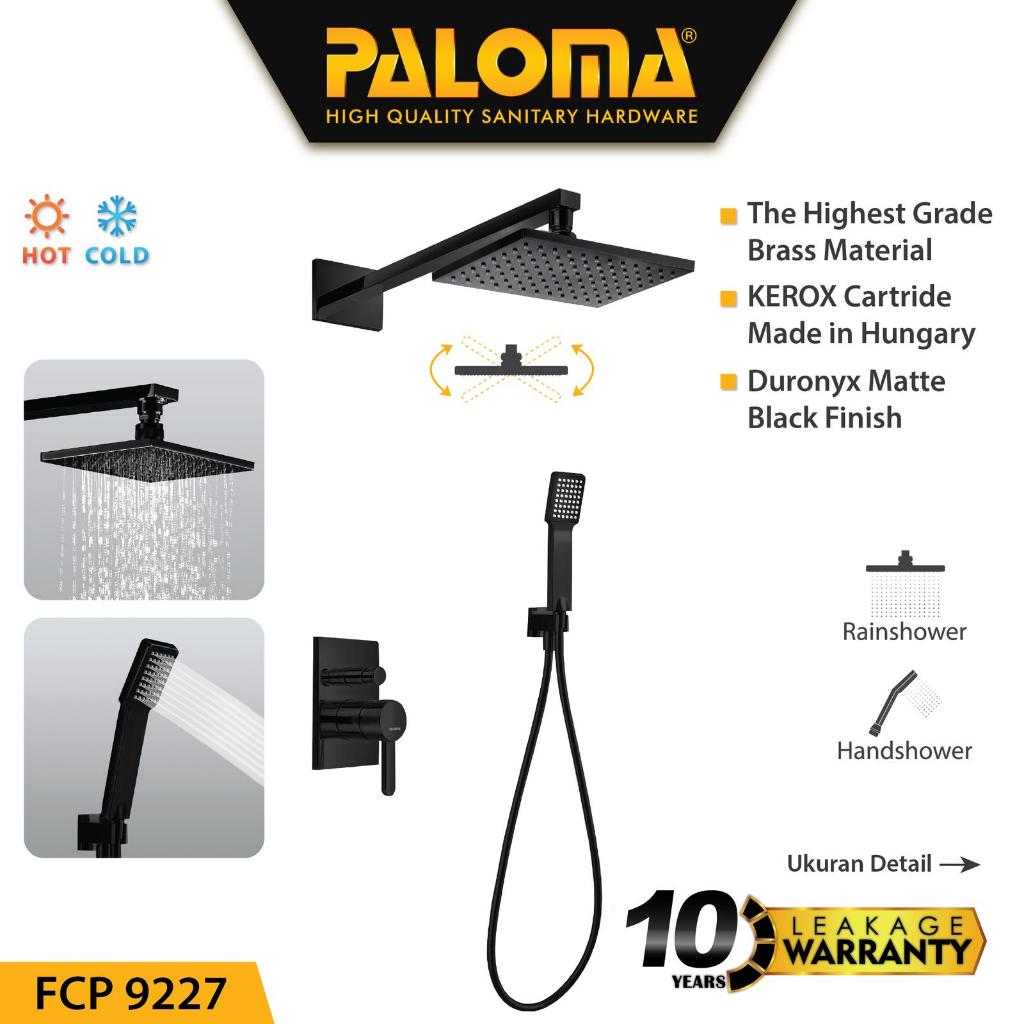 PALOMA SHOWER TANAM PANAS DINGIN SET HEAD SHOWER FCP 9227 HITAM BLACK