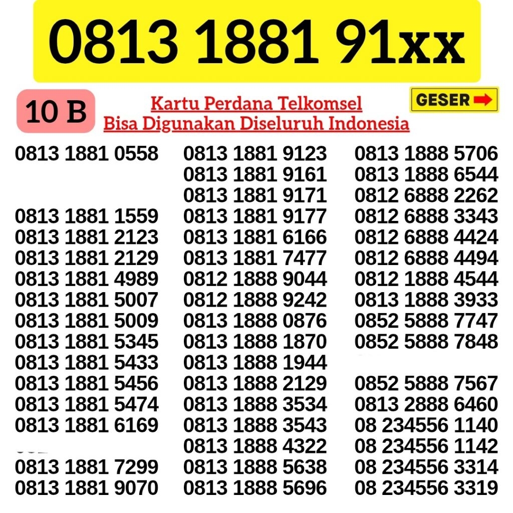 Nomor Cantik SIMPATI 11DIGIT TELKOMSEL 4G 5G 3GB Kartu Perdana Simpati Telkomsel 11digit Nocan Simpa
