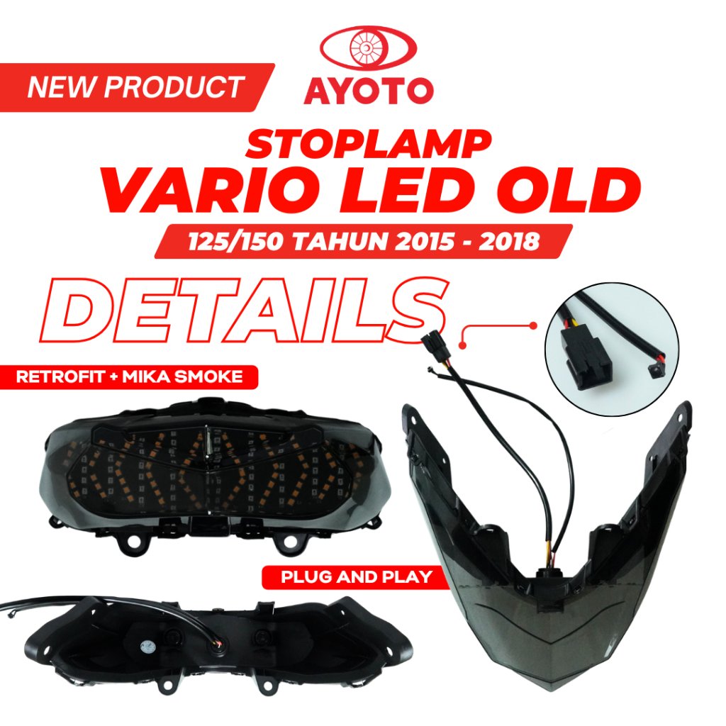 AYOTO Stoplamp Crystal RGB Full Set Running Motor Vario Beat FI/ESP & Deluxe LED Kualitas Tinggi