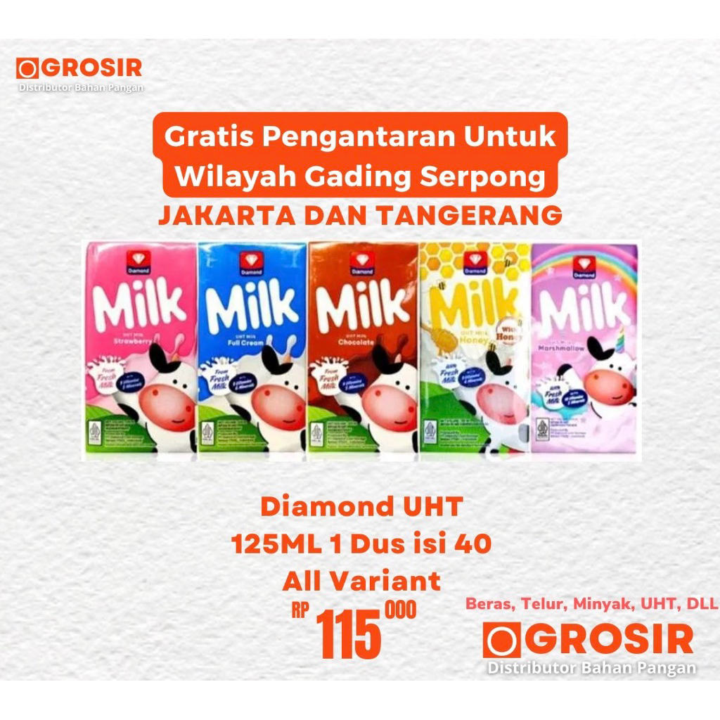 DIAMOND SUSU UHT DIAMOND MILK 125 ML 1 DUS ISI 40 / SUSU DIAMOND MILK 125ML