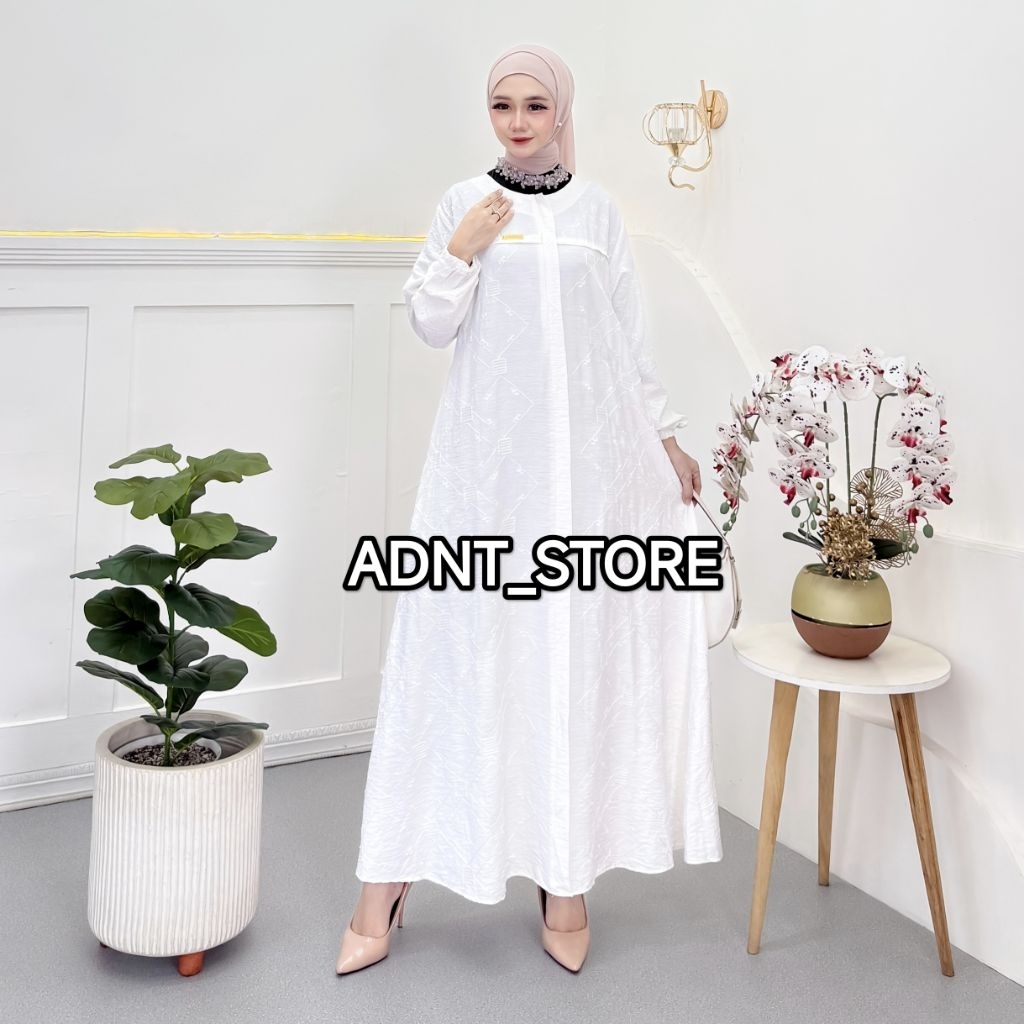 Mecca Dress/Gamis Midi Pololinen Bordir/Gamis Bordir Mewah Elegan/Gamis Busui