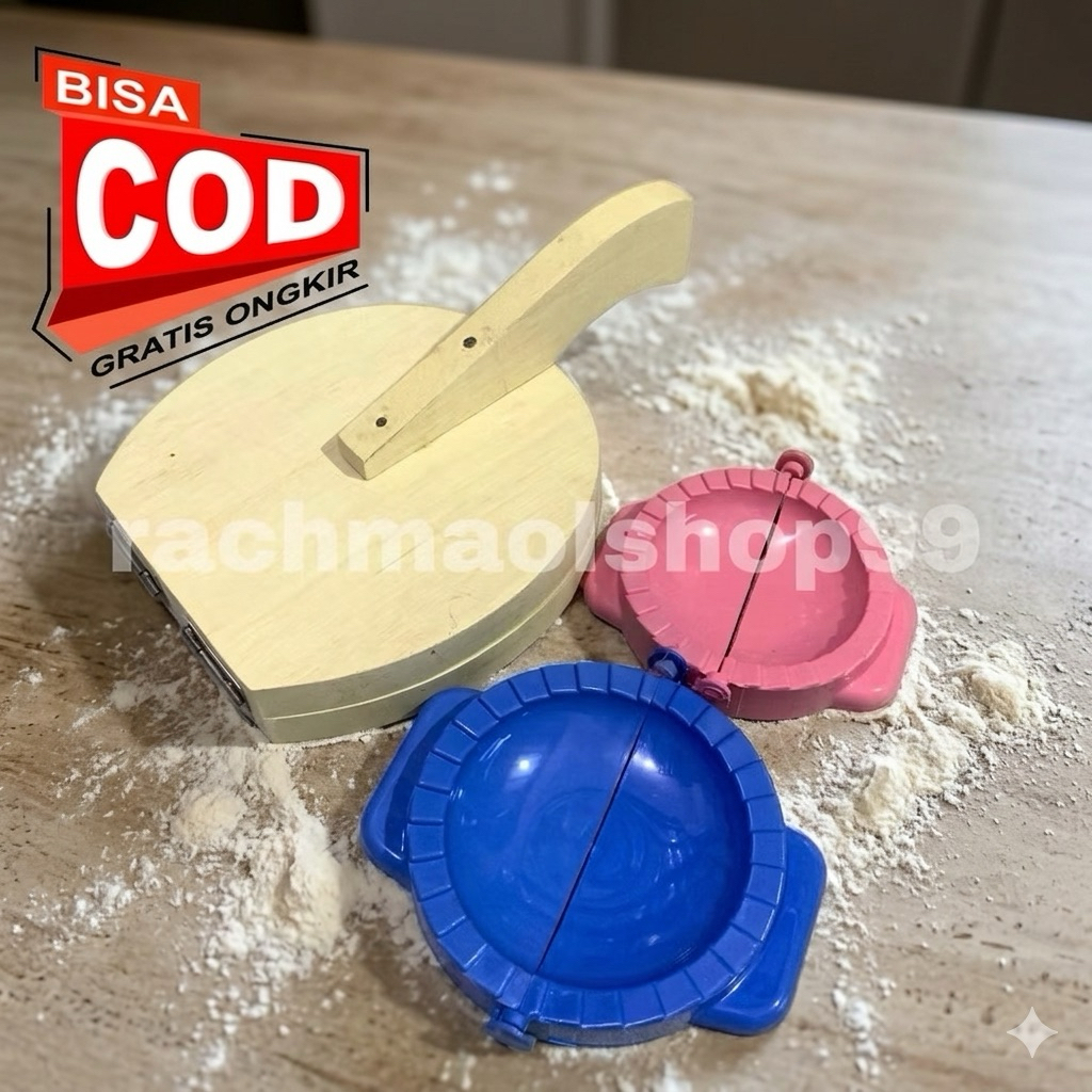 Cetakan Pastel dan Alat Press Adonan Dumpling Kayu 2 in 1 Ukuran Besar Mini Sedang Jumbo