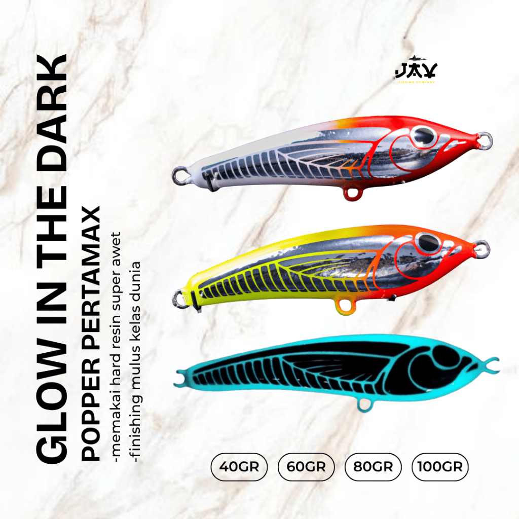 JAV LURE Stickbait Kayu Resin Glow In The Dark Sinking 60g 80g 100g
