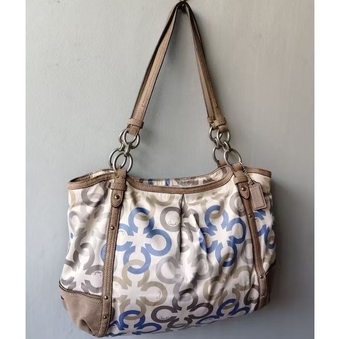 Coach Alexandra Signature Chain Link Multicolor Shoulder Tote Bag vintage Y2K