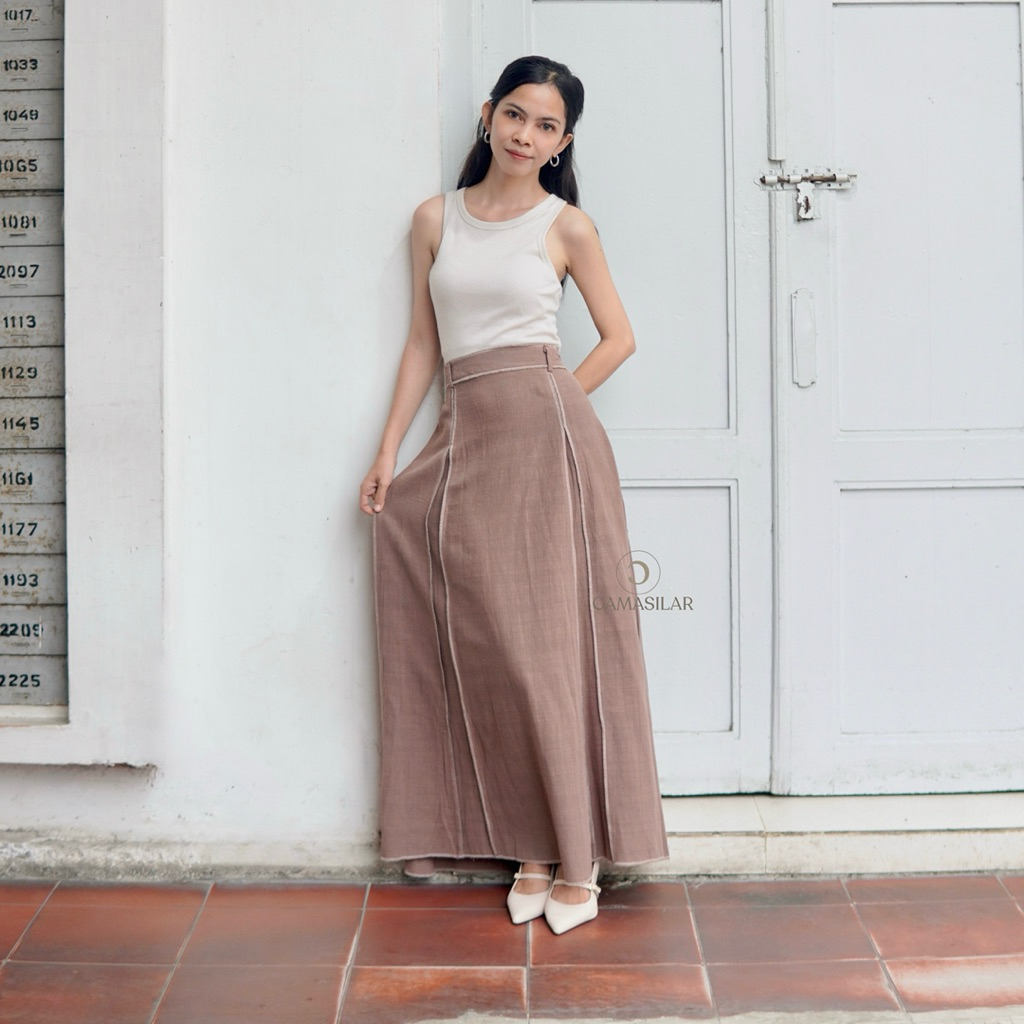CAMASILAR-ROSELLE LINEN SKIRT-ROK LINEN-LINEN SKIRT PANJANG-ROK PANJANG WANITA