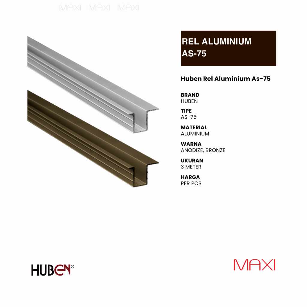 HUBEN - SD-753 | AS-75 | - Caster Sliding Door (Roda Pintu lemari Sliding) | Rel Aluminium Sliding