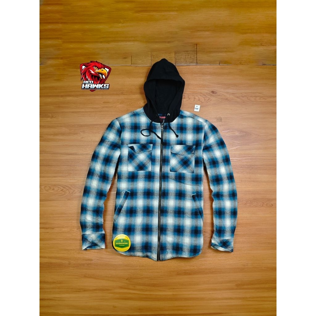 red hawk casual flanel sherpa jacket