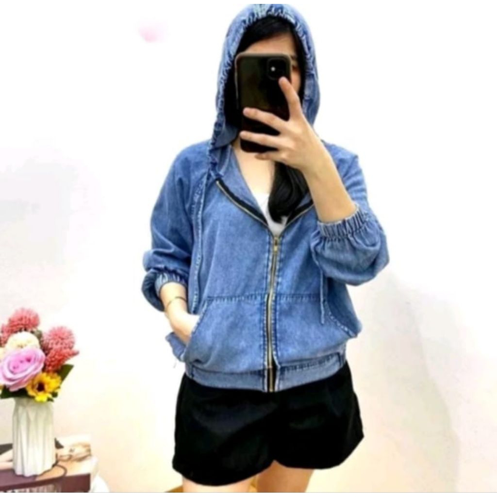 Jaket hodie wanita kekekinian.Jaket Resleting Depan