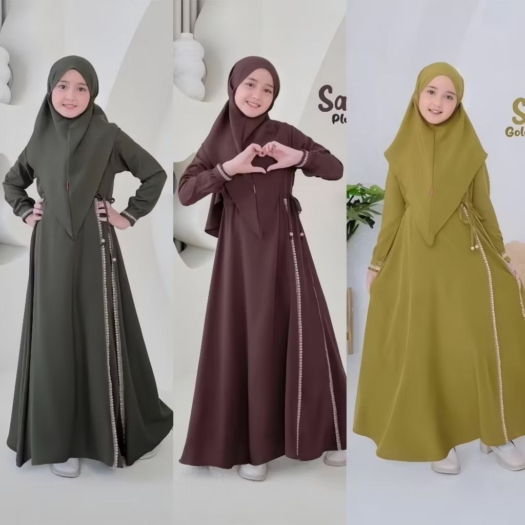 Sabrina Syar'i Set khimar Gamis Anak Perempuan Gamis Polos Terlaris Anak Terbaru