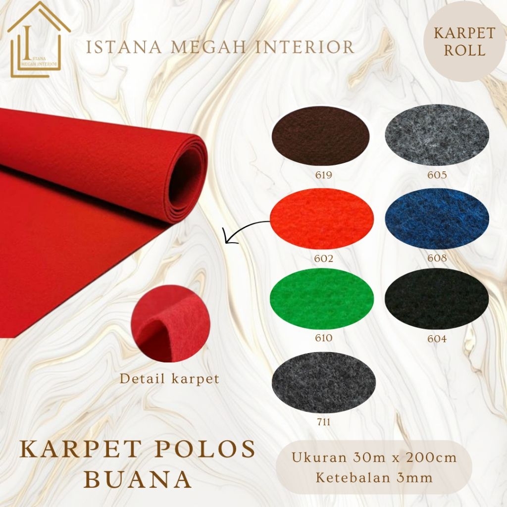 Karpet Polos Bludru Panggung Pameran Lesehan Gym Karpet Buana 1 Roll