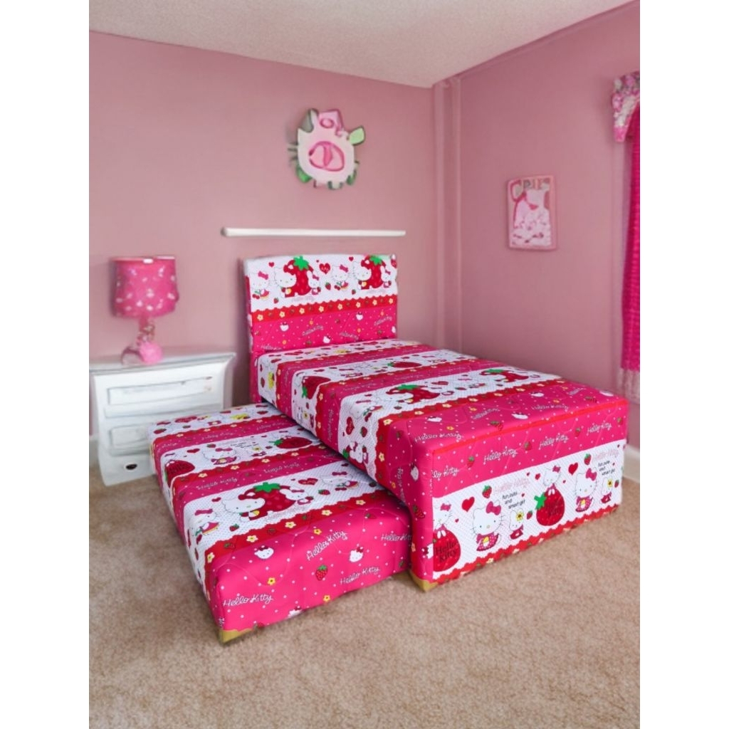 Bed Dorong Anak Karakter Garansi Per 15 Thn | Kasur Sorong Spring Bed 2in1 120x200