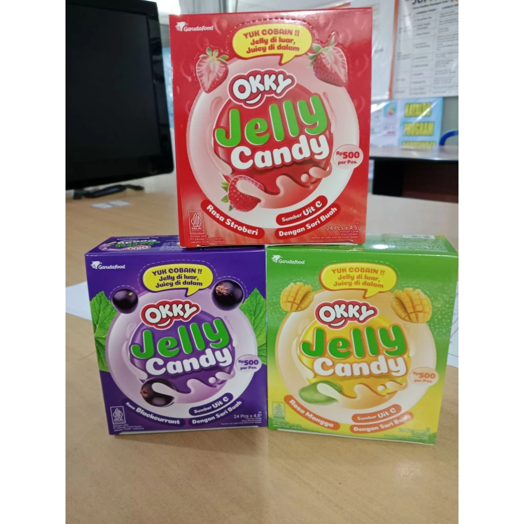 (1 BOX ISI 24)  Permen Okky Jelly CANDY Gummy| Permen Okky Jelly | Okky Jelly Permen