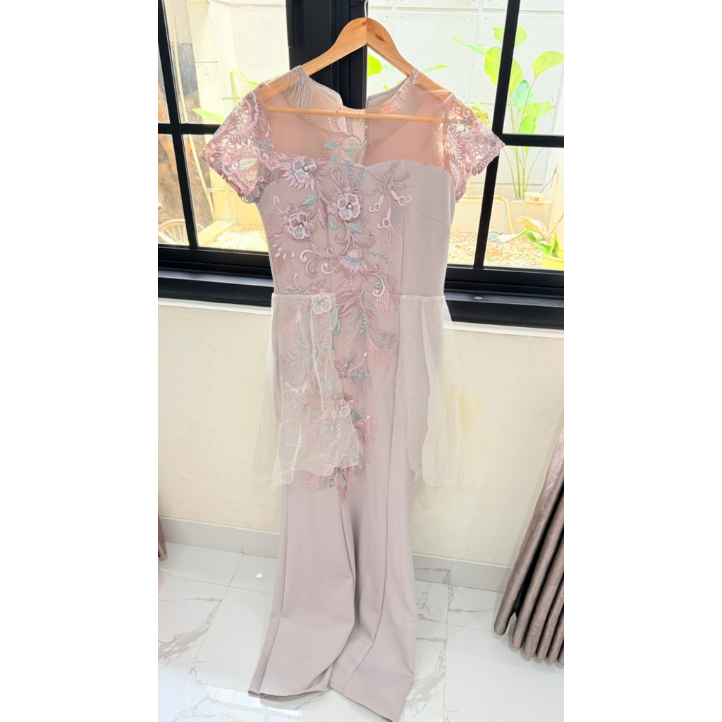 Dress Wanita Baju Kondangan Party Pesta Long Dress Skirt Scuba Premium Purple Lilac