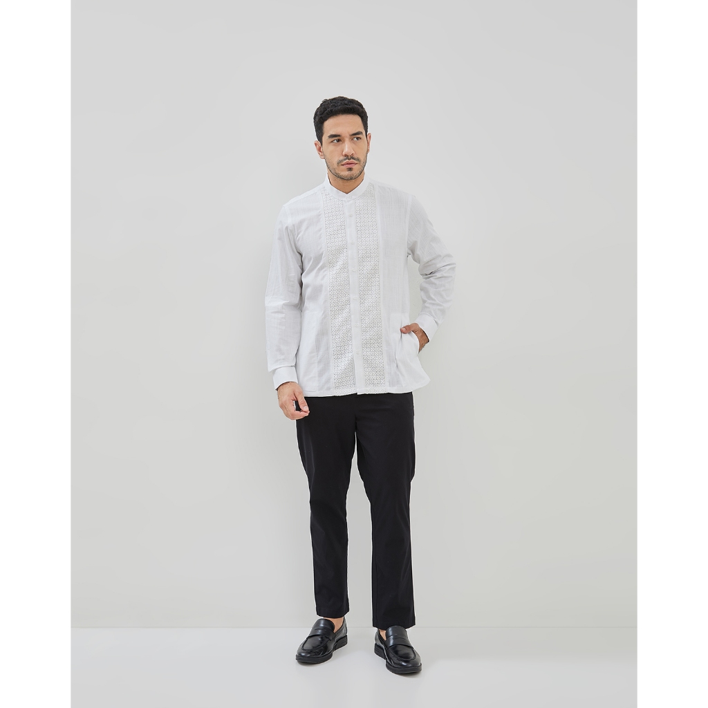 VALINO Kemeja Koko Motif Putih Pria - V-ECEA06-A1