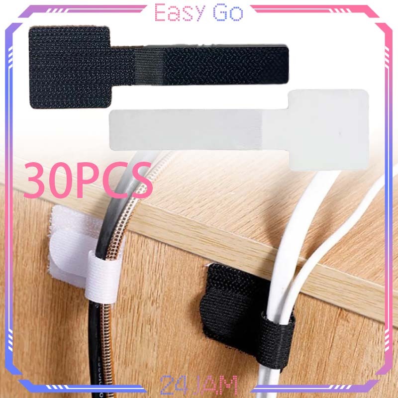 30pcs Pengatur Kabel Perekat Kuat Pengikat Kabel Charger Perekat Kabel Di Dinding Serbaguna Perekat 