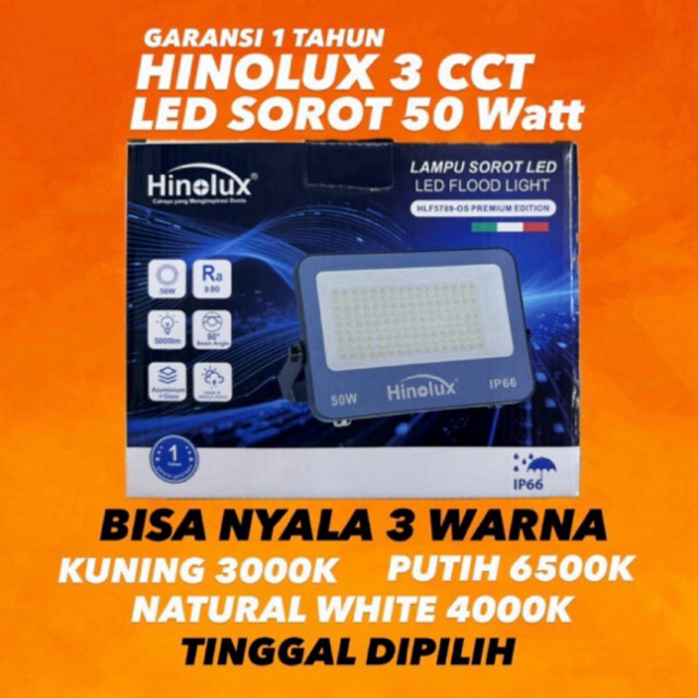 Lampu LED Sorot HINOLUX 3CCT 50 Watt (HLF5789)-OS PREMIUM EDITION IP66