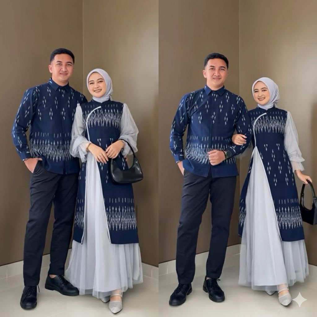 LARISA couple Blue baju tenun pasangan couple muslim prwedding