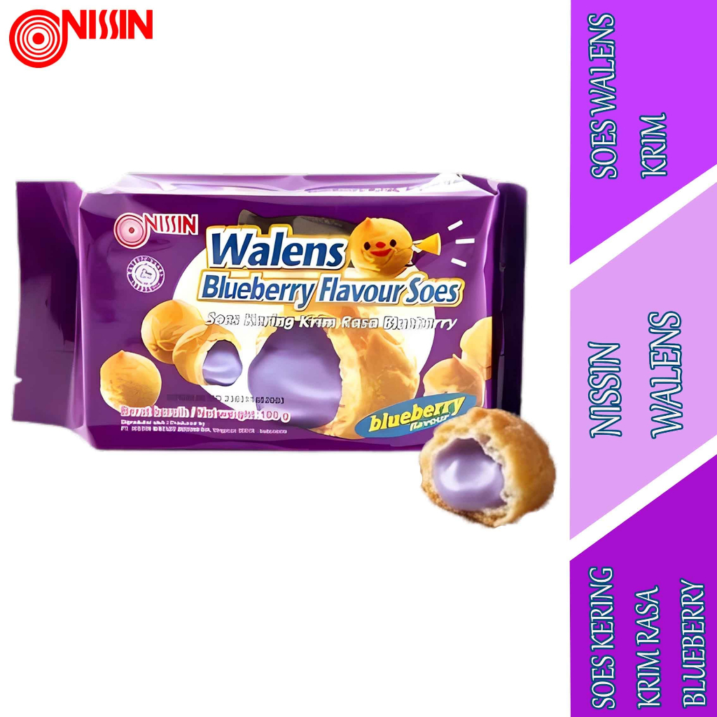 Soes Kering Rasa Blueberry - Nissin Walens - Soes Kering Walens Krim - 100gr