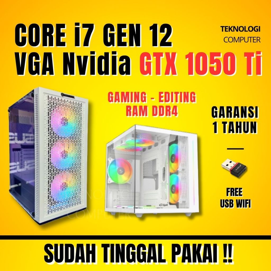Core i7 | Gen 12 | VGA GTX 1050 Ti | PC Only | PC Rakitan | Komputer CPU | PC Gaming Editing