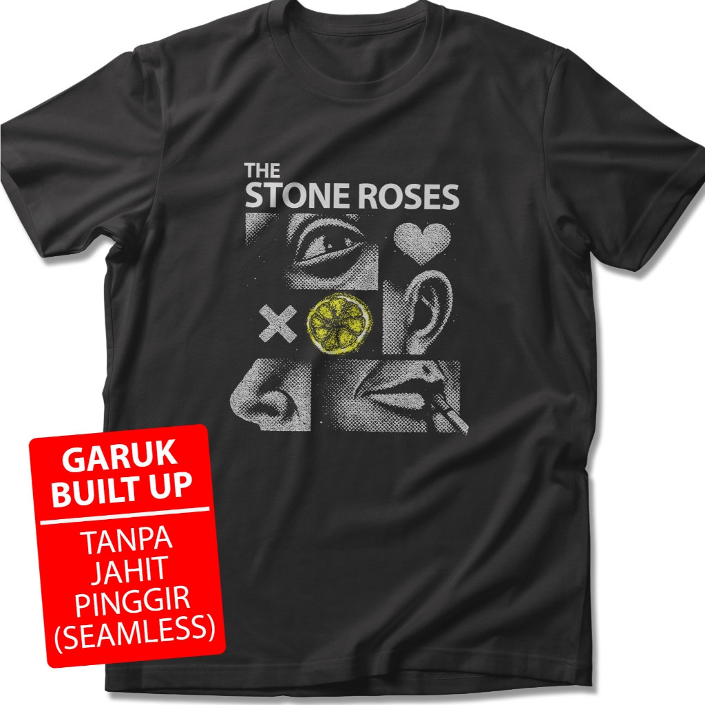 Kaos THE STONE ROSES - 24s Tebal Garuk Built Up Tanpa Jahit Pinggir - Band Musik v1